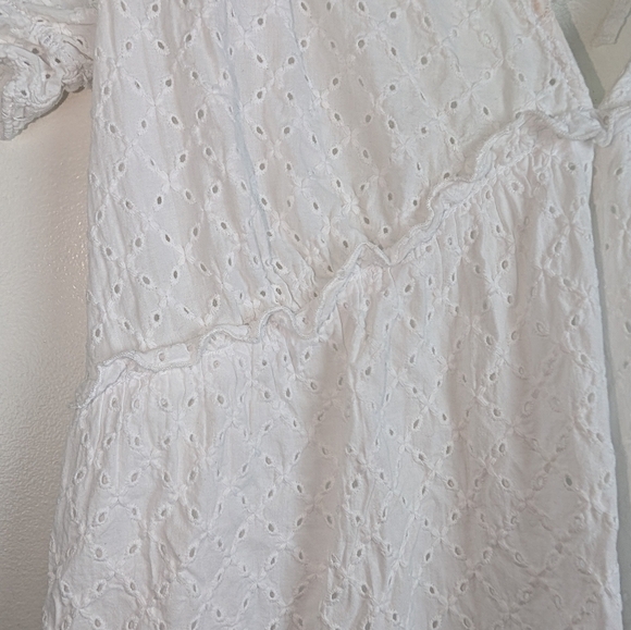 NWOT Zara White Eyelet Ruffle Mini Dress Whimsy CottageCore Beach Coquette - Picture 6 of 14